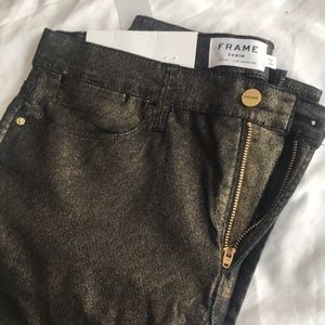 Lightweight Black and Gold Metallic Skinny Jeans